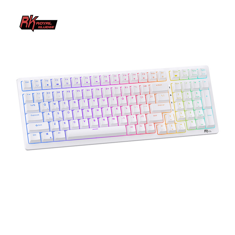 RK98 RK Royal Kludge Tri-Mode 2.4G Tastatură mecanică pentru jocuri Bluetooth fără fir cu RGB 2 porturi USB suplimentare, schimbătoare la cald