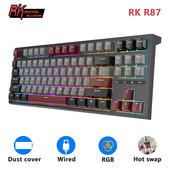 RK ROYAL KLUDGE R87 vadu mehāniskā tastatūra 87 taustiņu RGB aizmugurgaismota, karsti nomaināma spēļu tastatūra, pielāgoti taustiņu vāciņi ar putekļu aizsargu