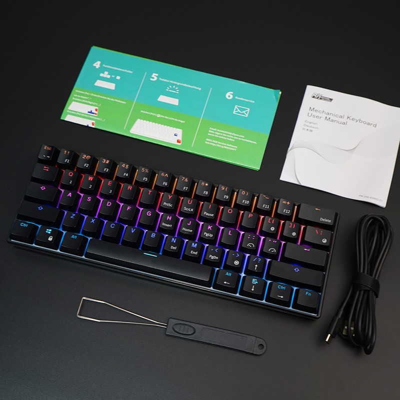 ROYAL KLUDGE RK61 Bluetooth bezvadu mehāniskā tastatūra 60% RGB divrežīmu BT5.0/USB-C 61 taustiņu mini, karsti maināma spēļu tastatūra