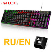 Žičana gaming tipkovnica Mehanički osjećaj Gamerska tipkovnica Ruske tipkovnice USB 104 tipkovnice RGB tipkovnica s pozadinskim osvjetljenjem za računalo PC