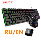 Herná klávesnica s RGB podsvietenou klávesnicou s tichou hernou myšou, ruská klávesnica, herná súprava pre počítačové hry, PC, notebook