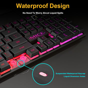 Геймърска клавиатура RGB подсветка Клавиатура с безшумен комплект мишка за игри Руска клавиатура Мишка Gamer Kit за компютърна игра PC лаптоп