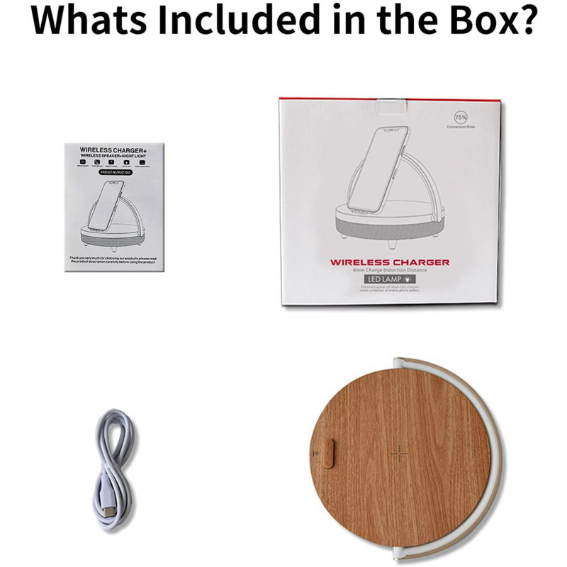 Bežični punjač, Bluetooth zvučnik za IPhone 13 14 Drvena stolna svjetiljka, lampa za punjenje velike snage, zvučnik, Bluetoot Dropshipping