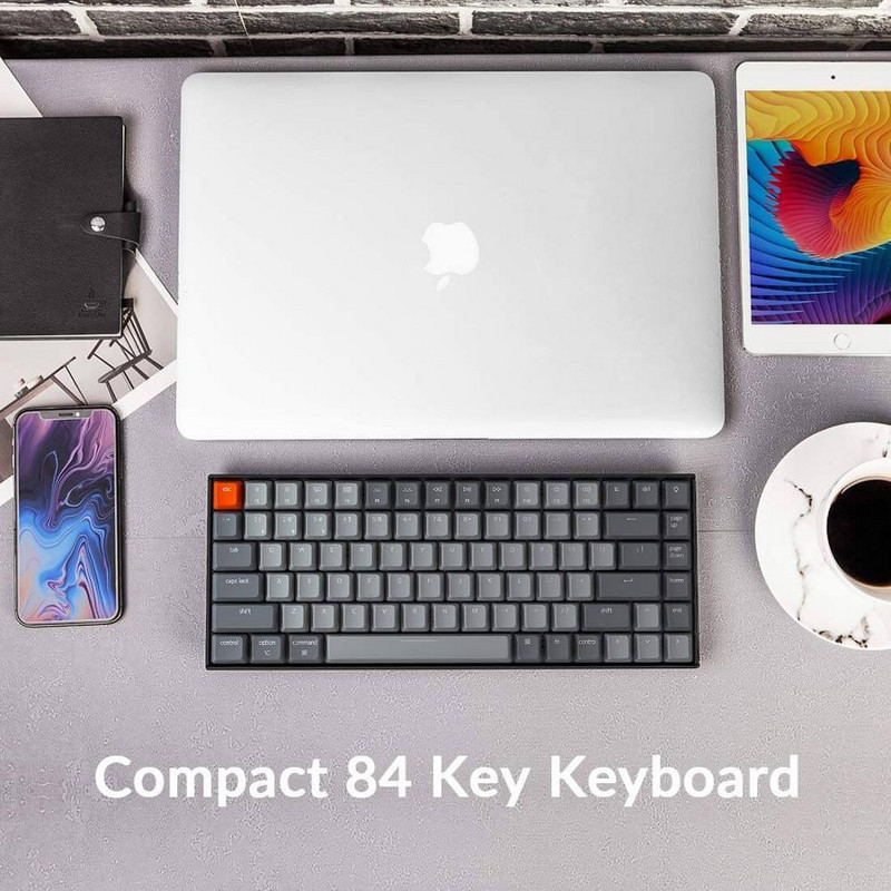 Keychron K2 A V2 Bluetooth bežična mehanička tipkovnica s prekidačem Gateron G Pro s bijelim LED pozadinskim osvjetljenjem i 84 tipke za Mac Windows