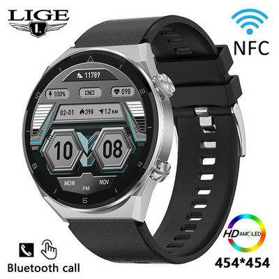 LIGE AMOLED 454*454 Οθόνη New Men Smart Watch Sports NFC Access Control Smartwatch Bluetooth Call Clock Αδιάβροχο για άνδρες 2023