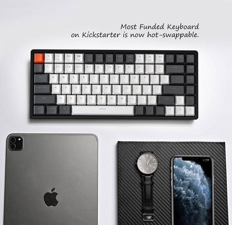 Keychron K2 CXH Bluetooth bežična mehanička tipkovnica 84 tipke Gateron prekidač koji se može mijenjati na radnom mjestu RGB aluminijski okvir s pozadinskim osvjetljenjem