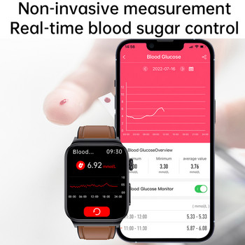ECG HRV Blood Glocose Смарт часовник Мъжки телесна температура Кръвна захар Налягане Мониторинг на сърдечната честота Smartwatch IP68 Водоустойчив