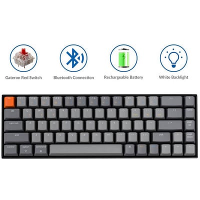 Keychron K6 O 68 Key Безжичен Bluetooth USB Компютърна механична клавиатура, бял LED превключвател Gateron с подсветка за Mac Windows