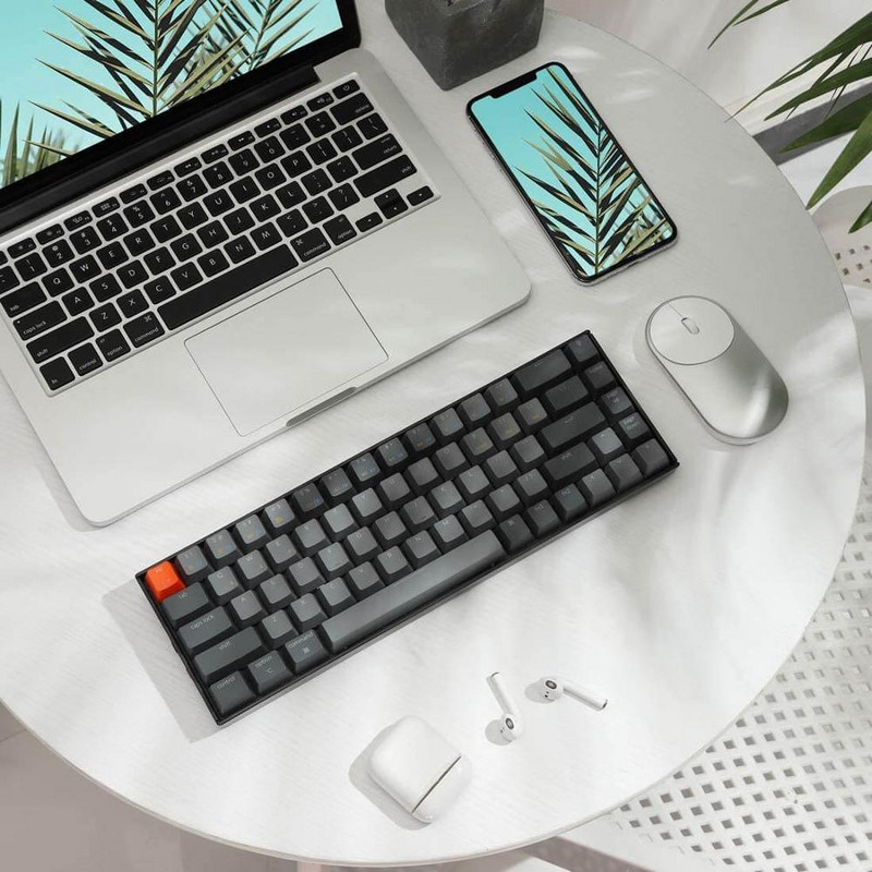Keychron K6 O 68 Key bezvadu Bluetooth USB datora mehāniskā tastatūra, balts LED aizmugurgaismojuma Gateron slēdzis operētājsistēmai Mac Windows