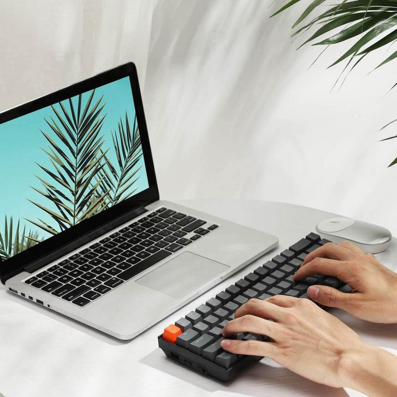 Keychron K6 O 68 Key bezvadu Bluetooth USB datora mehāniskā tastatūra, balts LED aizmugurgaismojuma Gateron slēdzis operētājsistēmai Mac Windows