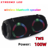 Φορητό ηχείο bluetooth υψηλής ισχύος 100 W RGB πολύχρωμο φως αδιάβροχο ασύρματο υπογούφερ 360 στερεοφωνικό surround TWS Caixa de som