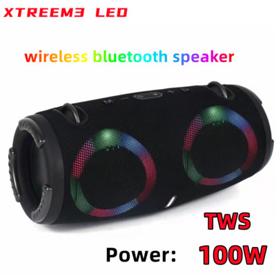 100 W nagy teljesítményű bluetooth hangszóró hordozható RGB színes fény vízálló vezeték nélküli mélynyomó 360 sztereó surround TWS Caixa de som