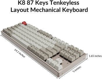 Keychron K8 L 87-Key Tenkeyless Layout Безжична Bluetooth механична игрална клавиатура Многозадачна кабелна алуминиева рамка Type-C