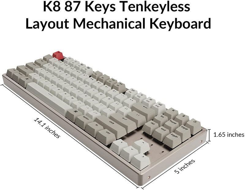 Keychron K8 L 87-tipka Tenkeyless Layout Bežična Bluetooth mehanička gaming tipkovnica Višezadaćnost Tip-C žičani aluminijski okvir