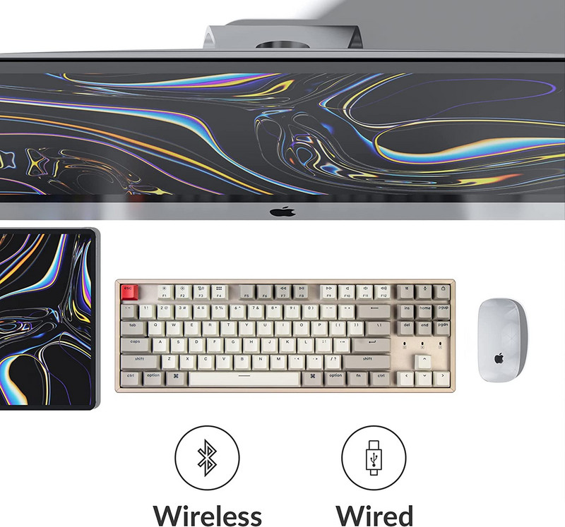 Keychron K8 L 87-tipka Tenkeyless Layout Bežična Bluetooth mehanička gaming tipkovnica Višezadaćnost Tip-C žičani aluminijski okvir