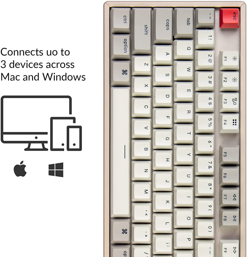 Keychron K8 L 87-tipka Tenkeyless Layout Bežična Bluetooth mehanička gaming tipkovnica Višezadaćnost Tip-C žičani aluminijski okvir