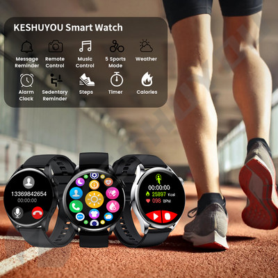 KESHUYOU GT5 Έξυπνο ανδρικό ρολόι Απάντηση κλήσης Sport Tracker Ασύρματη φόρτιση NFC Γυναικείο Smartwatch Δώρο για Android iOS PK GT3 Pro