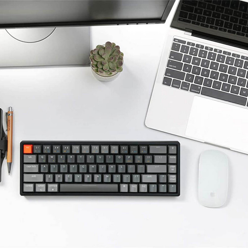 Keychron K6 W 68 klavišų karštai keičiamas USB Bluetooth kompiuterio mechaninė klaviatūra, aliuminio rėmas RGB apšviestas Gateron jungiklis