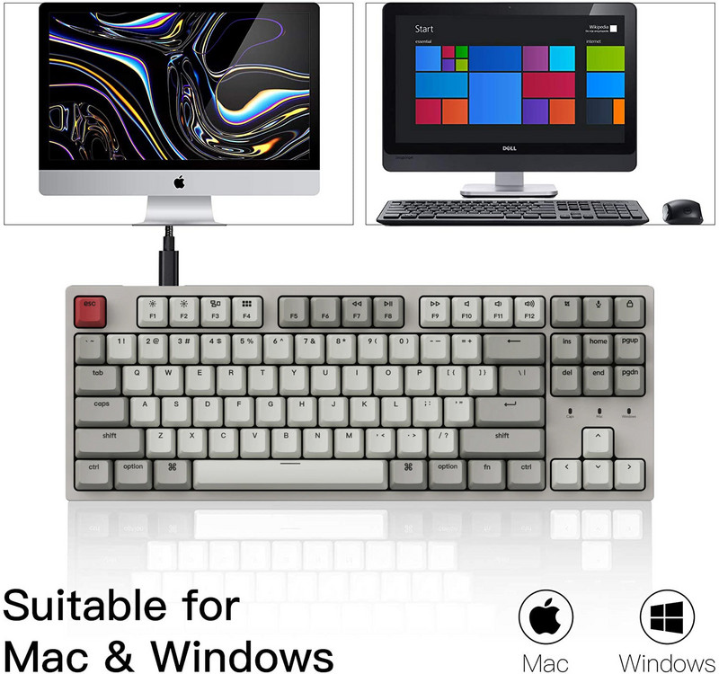 Keychron C1 MXZ Žičana mehanička tipkovnica u retro boji Tenkeyless prekidač s 87 tipki zamjenjivim na radnom mjestu za Windows Mac