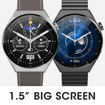 1,5-инчов смарт часовник с голям екран за Huawei Xiaomi GT3 смарт часовник мъже Android Bluetooth разговор IP68 кръвно налягане фитнес тракер