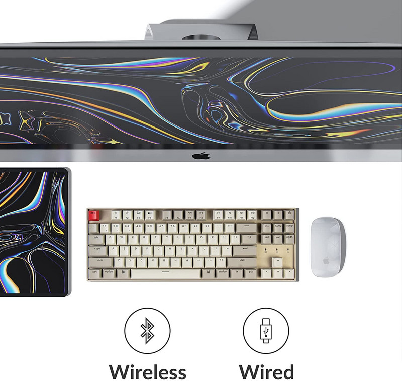 Keychron K8 N 87 Key Tenkeyless Izkārtojums Bluetooth bezvadu mehāniskā spēļu tastatūra daudzuzdevumu C tipa vadu, karstā maiņa