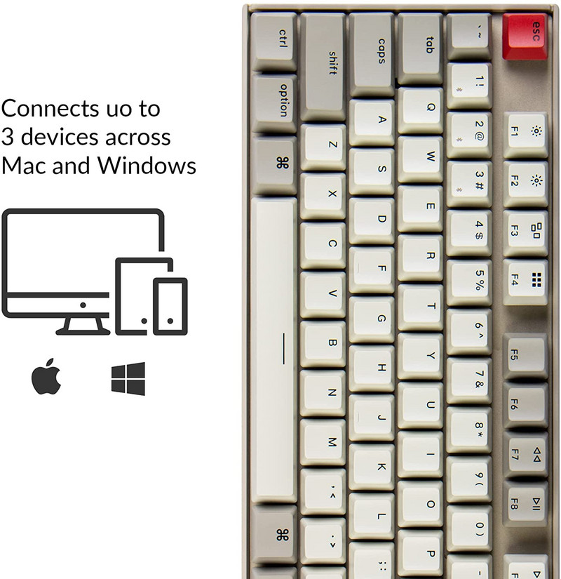 Keychron K8 N 87 Key Tenkeyless Izkārtojums Bluetooth bezvadu mehāniskā spēļu tastatūra daudzuzdevumu C tipa vadu, karstā maiņa