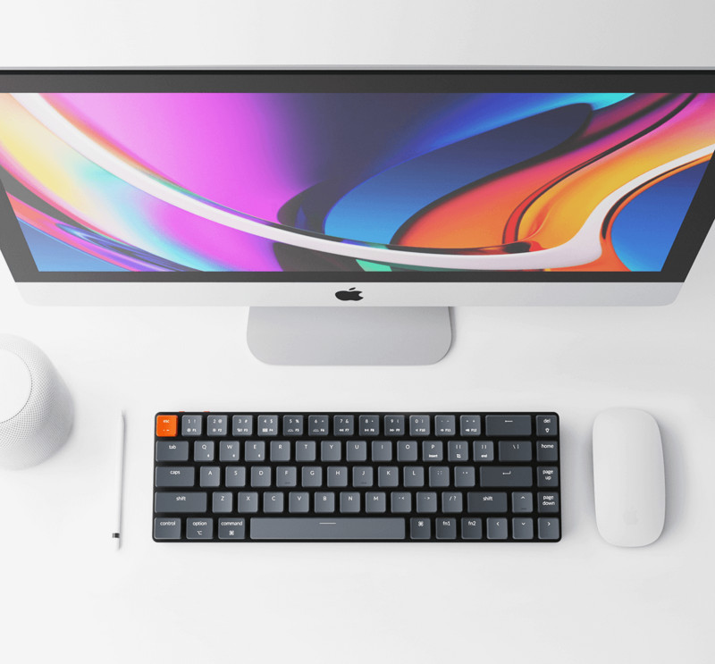 Keychron K7 D Ultra-tanka bežična mehanička tipkovnica niskog profila Optički prekidač Hot-Swappable bijelo pozadinsko osvjetljenje za Mac Windows