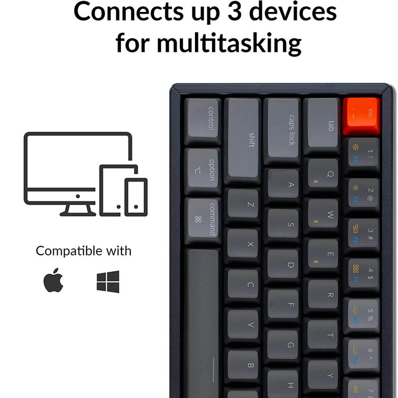 Keychron K12 J Bluetooth bežična mehanička tipkovnica s RGB pozadinskim osvjetljenjem Gateron aluminijski okvir koji se može mijenjati na radnom mjestu za Mac Windows