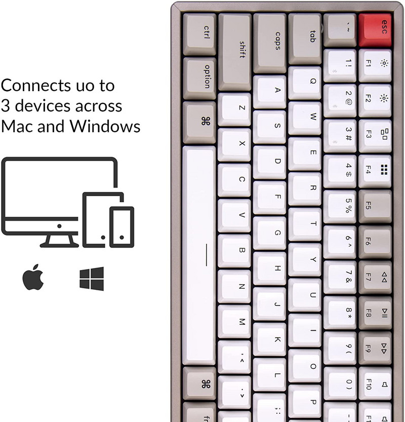 Keychron K2 L 75% Raspored 84 tipke Bežična mehanička tipkovnica za igranje Multitasking Type-C Žičani aluminijski okvir bez pozadinskog osvjetljenja