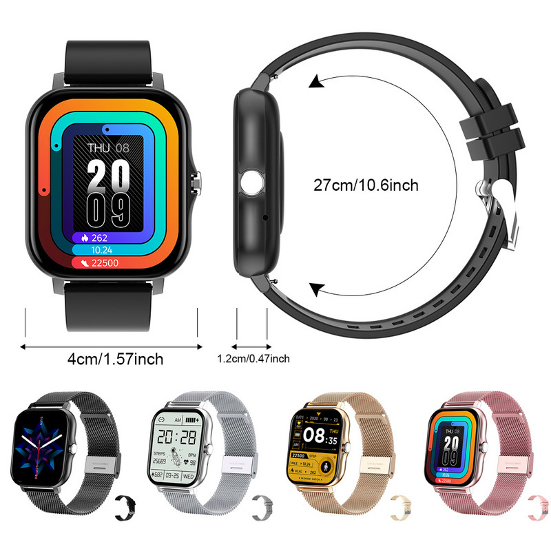 Έξυπνο ρολόι 1,69" Έγχρωμη οθόνη 1,69" Γυναικείες Άντρες Fitness Tracker Full Touch IP67 Αδιάβροχο Smartwatch 2023