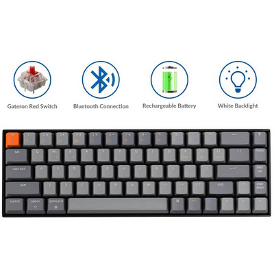 Keychron K6 U 68 Key Bluetooth USB Računalna mehanička tipkovnica, Gateron prekidač s bijelim pozadinskim osvjetljenjem koji se može mijenjati tijekom rada za Mac Windows