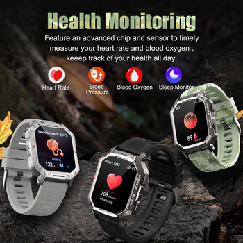 2022 Нов смарт часовник Мъжки военни за Android Mi Ios Кръвно налягане Водоустойчиви часовници Bluetooth Call Smartwatch Фитнес тракер