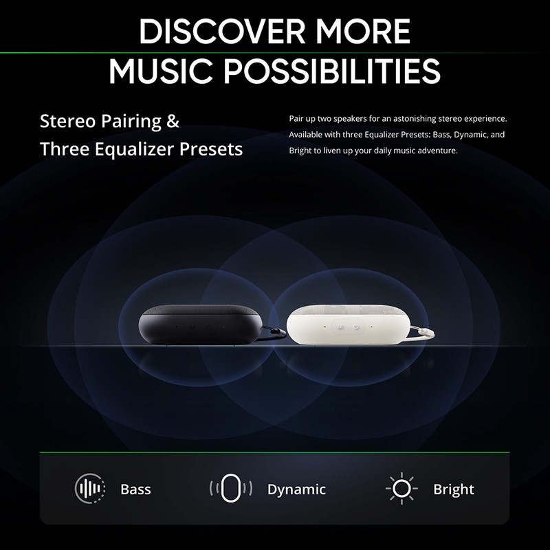 Realme 3W Mini ασύρματο ηχείο Bluetooth Αδιάβροχο Δυναμικό πρόγραμμα οδήγησης ενίσχυσης μπάσων Στερεοφωνικό Σύζευξη Φορητός ήχος μπάσων μεγάλης διάρκειας μπαταρίας