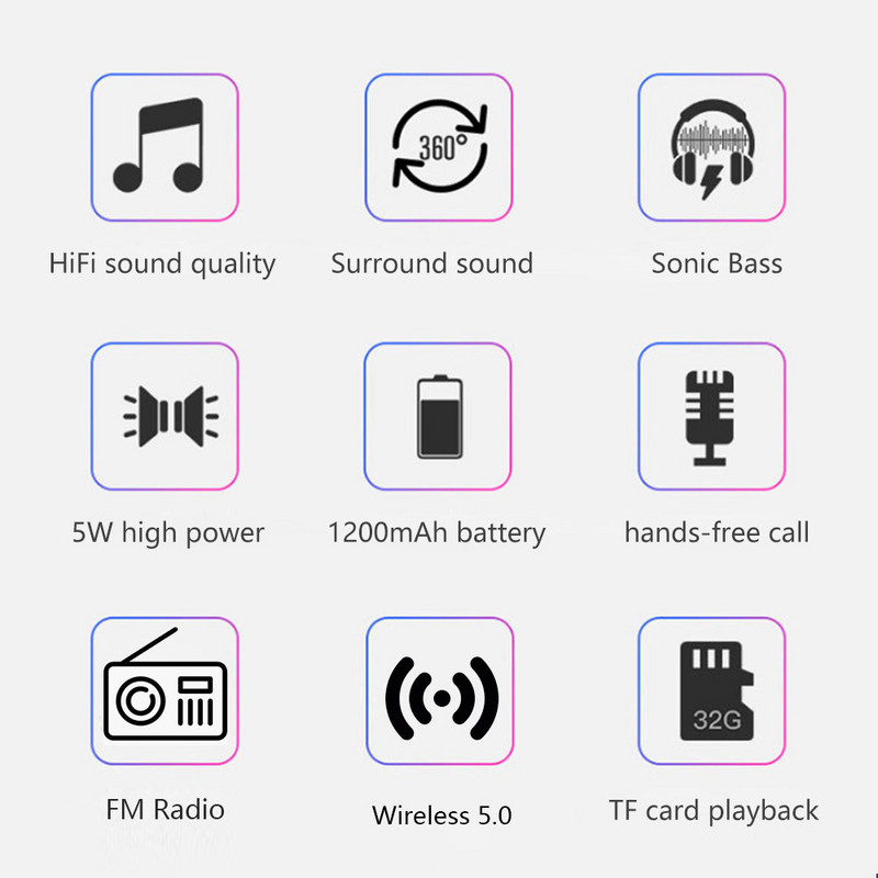 Prijenosni bežični zvučnik Bluetooth kompatibilan Column Bass Mini subwoofer Podrška TF kartica USB zvučnici FM prijemnik/radio s FM-om
