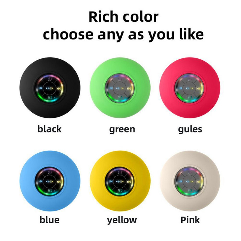 Μίνι ηχείο Bluetooth Φορητό αδιάβροχο βεντούζα ασύρματα ηχεία handsfree Φωτιζόμενο φως LED για ντους, πισίνα, αυτοκίνητο