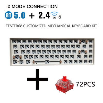 ZUOYA TESTER68 testreszabott mechanikus billentyűzetkészlet TES68 üzem közben cserélhető tengely alaptengely 2.4G Bluetooth testreszabott vezeték nélküli billentyűzet