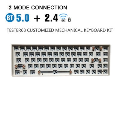 ZUOYA TESTER68 testreszabott mechanikus billentyűzetkészlet TES68 üzem közben cserélhető tengely alaptengely 2.4G Bluetooth testreszabott vezeték nélküli billentyűzet