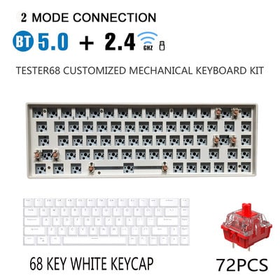 ZUOYA TESTER68 testreszabott mechanikus billentyűzetkészlet TES68 üzem közben cserélhető tengely alaptengely 2.4G Bluetooth testreszabott vezeték nélküli billentyűzet