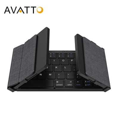 AVATTO Преносима мини сгъваема безжична Bluetooth 5.1 клавиатура с 3 канала връзка за Windows Android IOS Таблет ipad Телефон