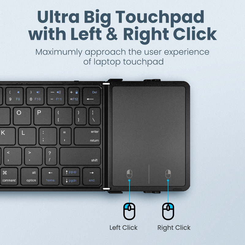 AVATTO Mini tastatură portabilă pliabilă fără fir Bluetooth 5.1 cu conexiune 3 canale pentru Windows Android IOS Tabletă ipad Telefon