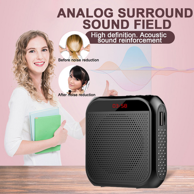 Amplificator de voce Gosear 5W 2400mAh Difuzor vocal personal portabil multifuncțional cu afișaj cu microfon pentru vorbirea profesorilor