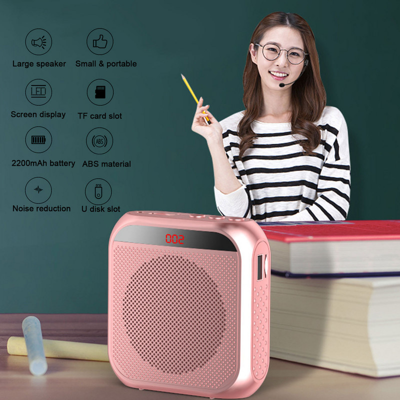 Amplificator de voce Gosear 5W 2400mAh Difuzor vocal personal portabil multifuncțional cu afișaj cu microfon pentru vorbirea profesorilor