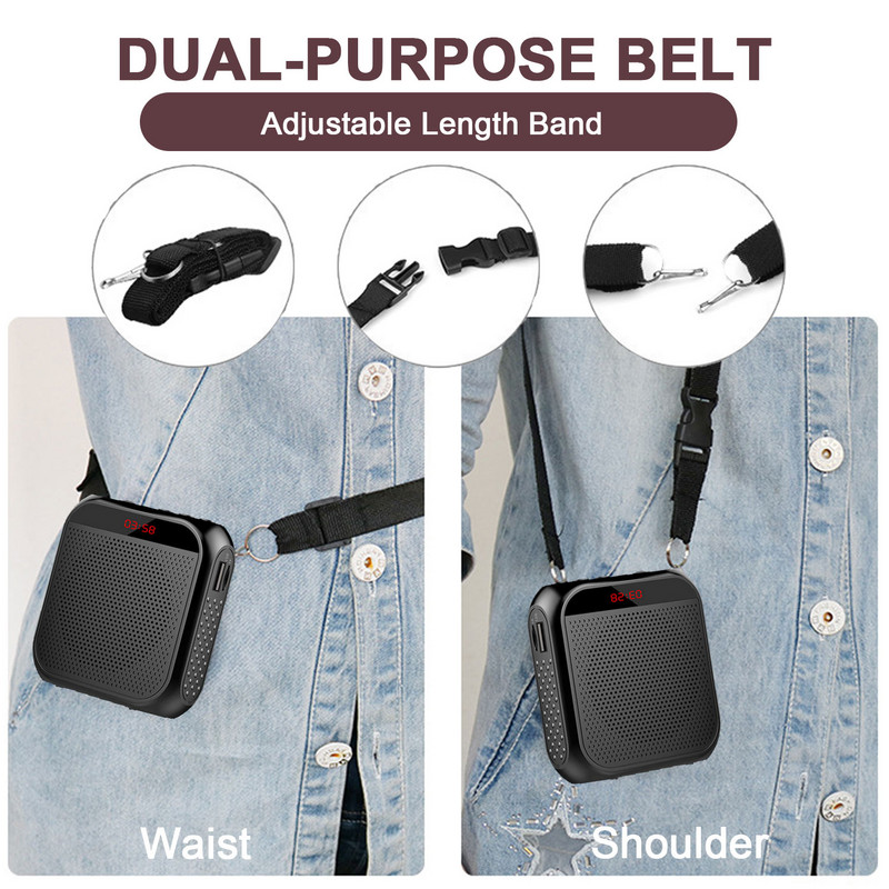 Amplificator de voce Gosear 5W 2400mAh Difuzor vocal personal portabil multifuncțional cu afișaj cu microfon pentru vorbirea profesorilor