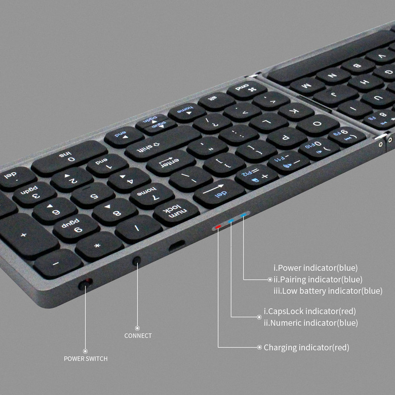 AVATTO FK328 Mini tastatură portabilă pliabilă fără fir Bluetooth cu tastatură numerică pentru Windows, Android, IOS Tabletă ipad telefon