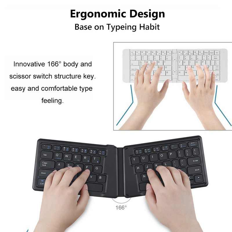 AVATTO A20 prijenosna kožna sklopiva mini Bluetooth tipkovnica sklopiva bežična tipkovnica za iphone, android telefon, tablet, ipad, PC