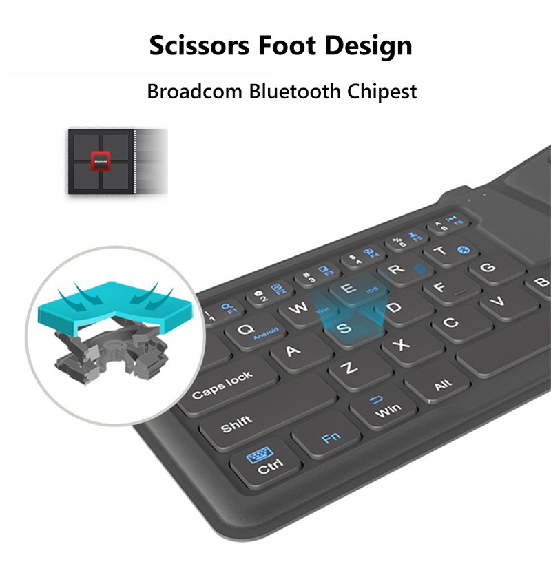 AVATTO A20 prijenosna kožna sklopiva mini Bluetooth tipkovnica sklopiva bežična tipkovnica za iphone, android telefon, tablet, ipad, PC