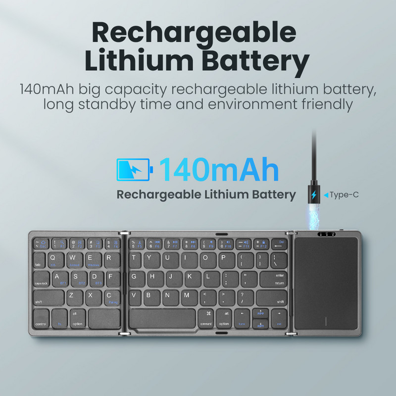 Σύνδεση AVATTO 3 καναλιών Tri Portable Mini αναδιπλούμενο Ασύρματο πληκτρολόγιο Bluetooth 5.1 για Windows Android IOS Tablet ipad Phone