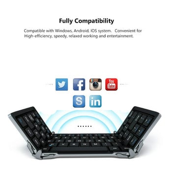 AVATTO Алуминиев калъф Преносима сгъваема Bluetooth клавиатура, Сгъваема безжична мини клавиатура за таблет за IOS/Android/Windows телефон