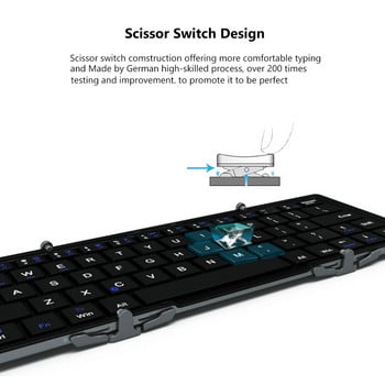 AVATTO Алуминиев калъф Преносима сгъваема Bluetooth клавиатура, Сгъваема безжична мини клавиатура за таблет за IOS/Android/Windows телефон