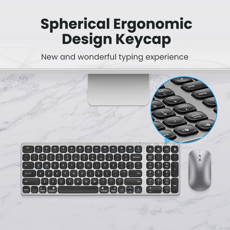 AVATTO 3 kanaliga juhtmevaba Bluetooth-klaviatuur, 280 mAh kääride lülitiga klaviatuur ja hiir Windowsi/Maci/Androidi, tahvelarvutite, arvutite jaoks